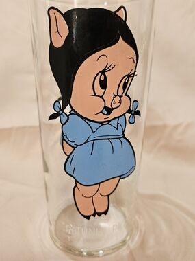Pepsi Clear Glass Collector Series Petunia Pig with Blue Accents